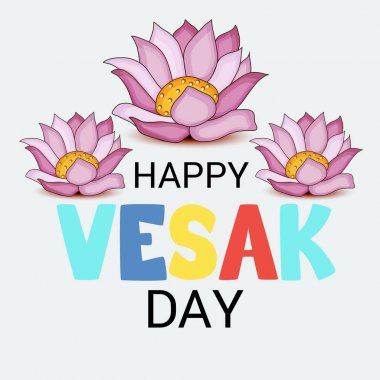 Vesak Günü pembe Lotus çiçeği ile için bir afiş vektör çizim.