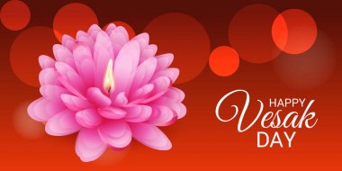 Vesak Günü pembe Lotus çiçeği ile için bir afiş vektör çizim.