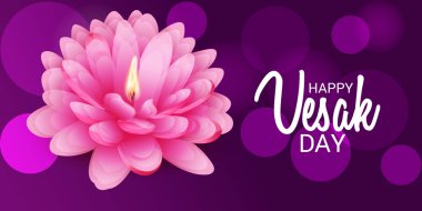 Vesak Günü pembe Lotus çiçeği ile için bir afiş vektör çizim.