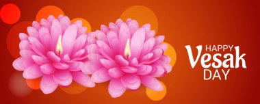 Vesak Günü pembe Lotus çiçeği ile için bir afiş vektör çizim.