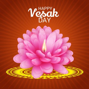 Vesak Günü pembe Lotus çiçeği ile için bir afiş vektör çizim.