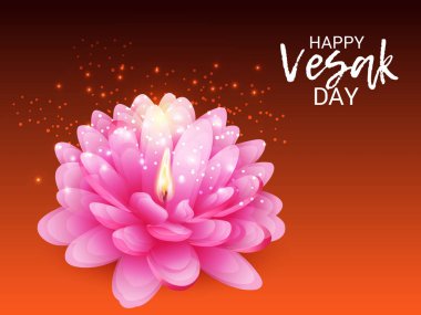 Vesak Günü pembe Lotus çiçeği ile için bir afiş vektör çizim.