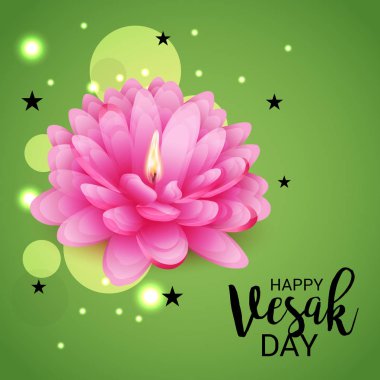 Vesak Günü pembe Lotus çiçeği ile için bir afiş vektör çizim.