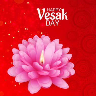 Vesak Günü pembe Lotus çiçeği ile için bir afiş vektör çizim.