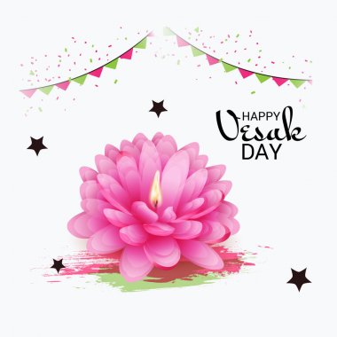 Vesak Günü pembe Lotus çiçeği ile için bir afiş vektör çizim.
