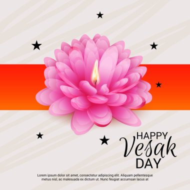 Vesak Günü pembe Lotus çiçeği ile için bir afiş vektör çizim.