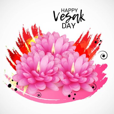 Vesak Günü pembe Lotus çiçeği ile için bir afiş vektör çizim.