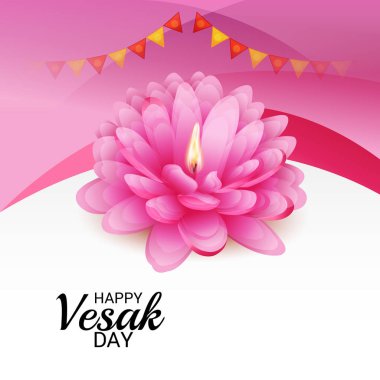 Vesak Günü pembe Lotus çiçeği ile için bir afiş vektör çizim.