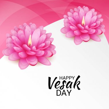 Vesak Günü pembe Lotus çiçeği ile için bir afiş vektör çizim.