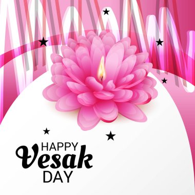 Vesak Günü pembe Lotus çiçeği ile için bir afiş vektör çizim.