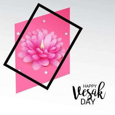 Vesak Günü pembe Lotus çiçeği ile için bir afiş vektör çizim.