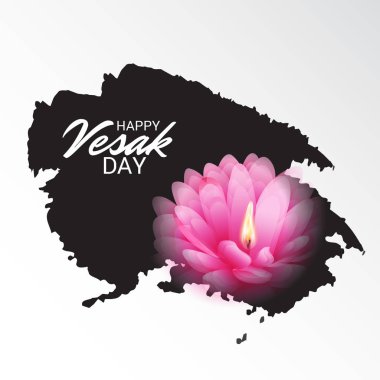 Vesak Günü pembe Lotus çiçeği ile için bir afiş vektör çizim.