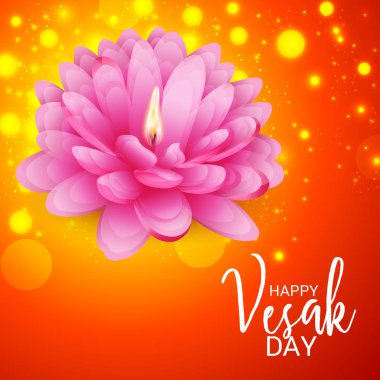 Vesak Günü pembe Lotus çiçeği ile için bir afiş vektör çizim.