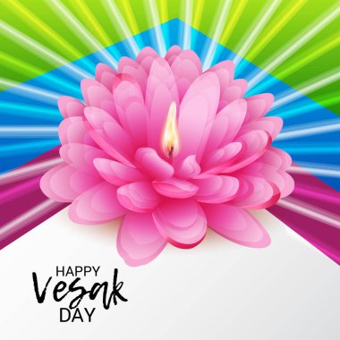 Vesak Günü pembe Lotus çiçeği ile için bir afiş vektör çizim.