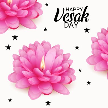 Vesak Günü pembe Lotus çiçeği ile için bir afiş vektör çizim.