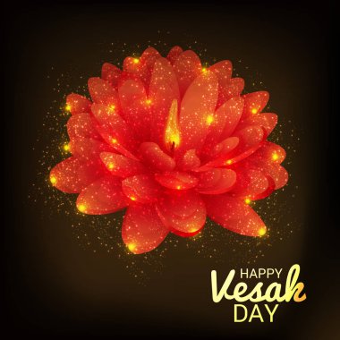 Vesak Günü pembe Lotus çiçeği ile için bir afiş vektör çizim.