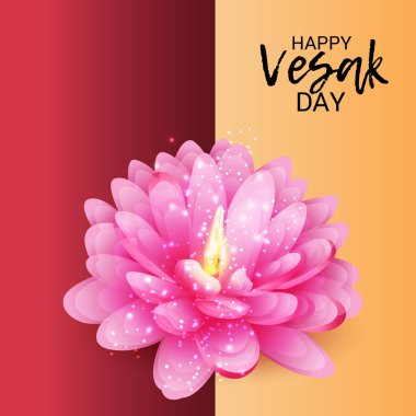 Vesak Günü pembe Lotus çiçeği ile için bir afiş vektör çizim.