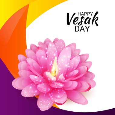 Vesak Günü pembe Lotus çiçeği ile için bir afiş vektör çizim.