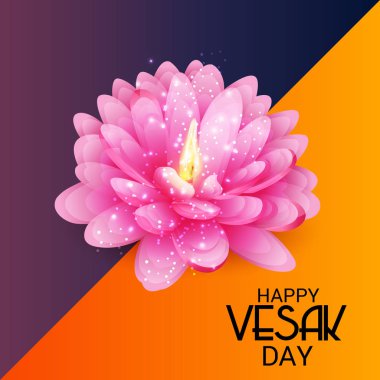 Vesak Günü pembe Lotus çiçeği ile için bir afiş vektör çizim.