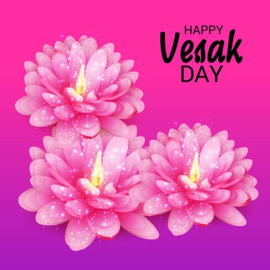 Vesak Günü pembe Lotus çiçeği ile için bir afiş vektör çizim.
