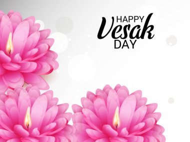 Vesak Günü pembe Lotus çiçeği ile için bir afiş vektör çizim.
