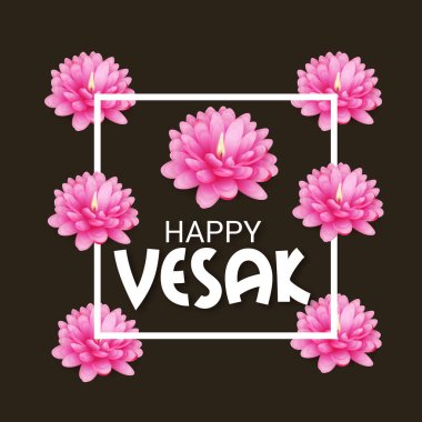 Vesak Günü pembe Lotus çiçeği ile için bir afiş vektör çizim.