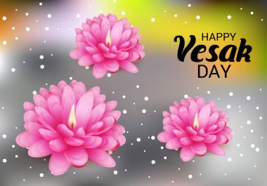 Vesak Günü pembe Lotus çiçeği ile için bir afiş vektör çizim.