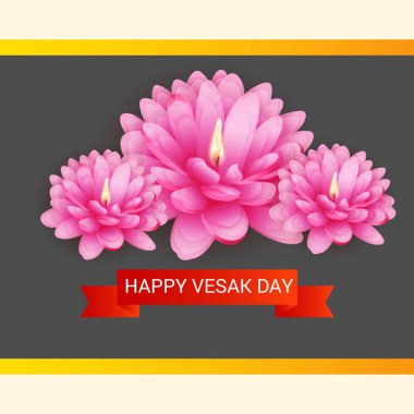 Vesak Günü pembe Lotus çiçeği ile için bir afiş vektör çizim.