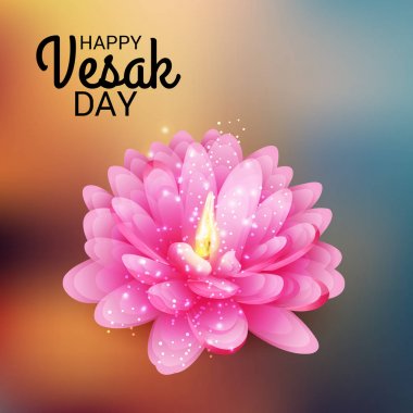 Vesak Günü pembe Lotus çiçeği ile için bir afiş vektör çizim.