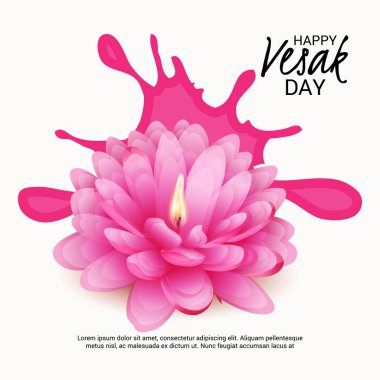 Vesak Günü pembe Lotus çiçeği ile için bir afiş vektör çizim.