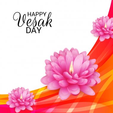 Vesak Günü pembe Lotus çiçeği ile için bir afiş vektör çizim.