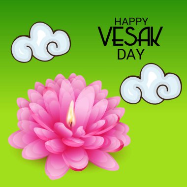 Vesak Günü pembe Lotus çiçeği ile için bir afiş vektör çizim.