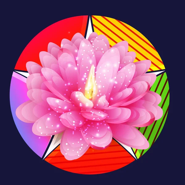 Vector Illustration Banner Vesak Day Pink Lotus Flower — Stock Vector