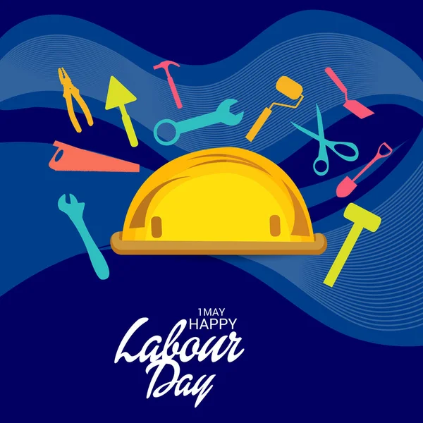 Vector Illustration Background Happy Labour Day — Stock Vector