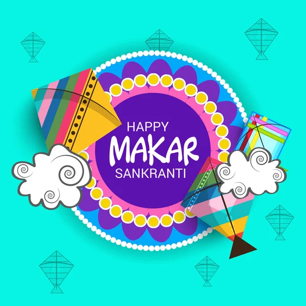 Ilustración Vectorial Fondo Para Festival Indio Happy Makar Sankranti — Vector de stock