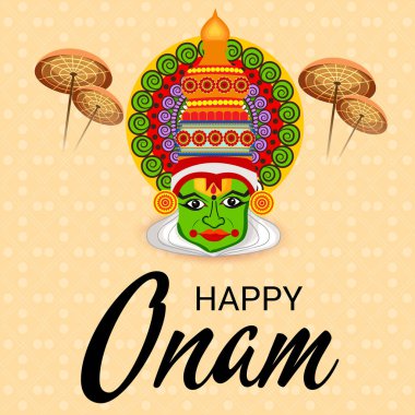 Mutlu Onam Festivali Güney Hindistan Kerala için bir kutlama arka plan vektör çizim.