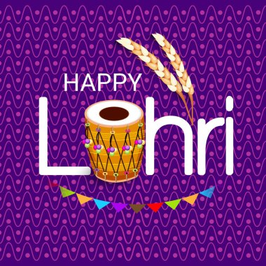 Punjabi Festivali için bir tatil arkaplanının vektör illüstrasyonu Hintçe metin ile Mutlu Lohri.