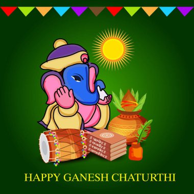 Ganesh Chaturthi kutlama Festivali için vektör çizim yaratıcı kartı, Poster veya başlık sayfası.
