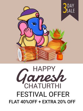 Ganesh Chaturthi kutlama Festivali için vektör çizim yaratıcı kartı, Poster veya başlık sayfası.