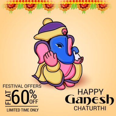 Ganesh Chaturthi kutlama Festivali için vektör çizim yaratıcı kartı, Poster veya başlık sayfası.