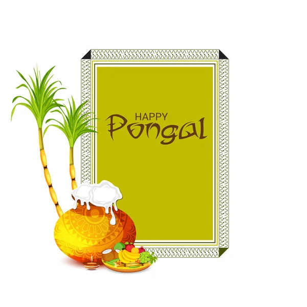 Vector Illustration Background Happy Pongal Holiday Harvest Festival Tamil Nadu — Stock Vector