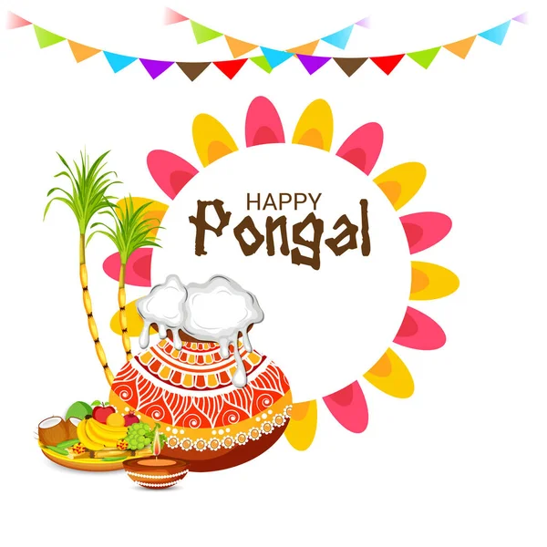 Ilustração Vetorial Fundo Para Feliz Pongal Holiday Harvest Festival Tamil — Vetor de Stock