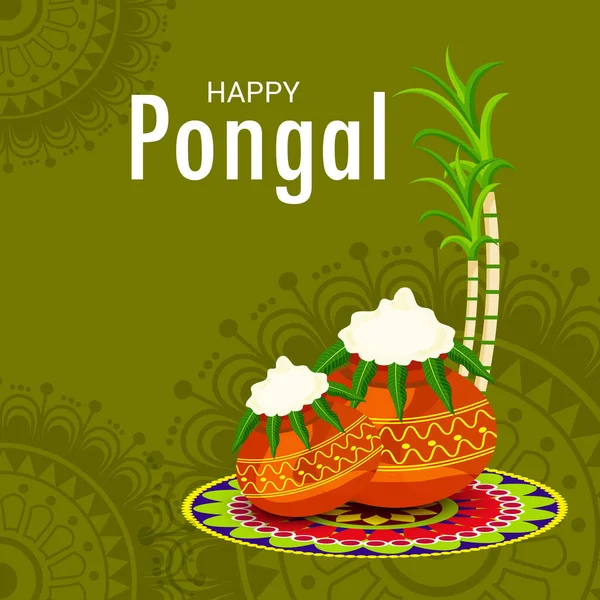 Ilustração Vetorial Fundo Para Feliz Pongal Holiday Harvest Festival Tamil —  Vetores de Stock