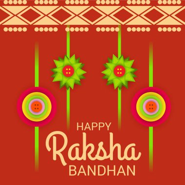  Mutlu Raksha Bandhan Hint kız ve erkek kardeşler festivali için vektör illüstrasyonu. 