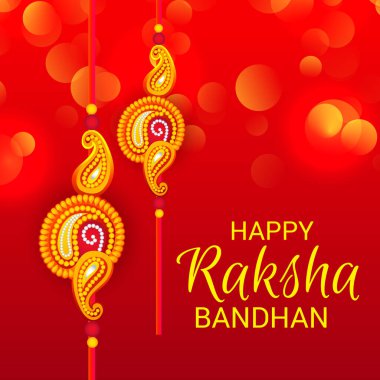  Mutlu Raksha Bandhan Hint kız ve erkek kardeşler festivali için vektör illüstrasyonu. 