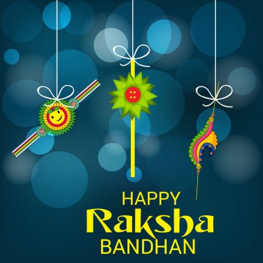  Mutlu Raksha Bandhan Hint kız ve erkek kardeşler festivali için vektör illüstrasyonu. 