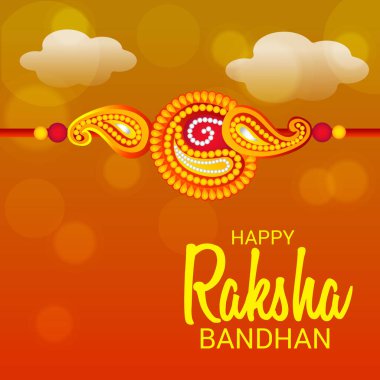  Mutlu Raksha Bandhan Hint kız ve erkek kardeşler festivali için vektör illüstrasyonu. 