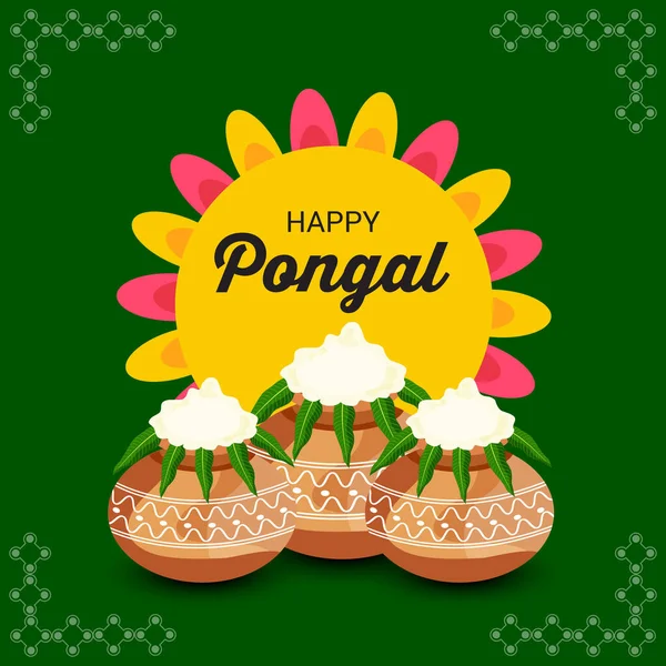 Ilustração Vetorial Fundo Para Feliz Pongal Holiday Harvest Festival Tamil — Vetor de Stock