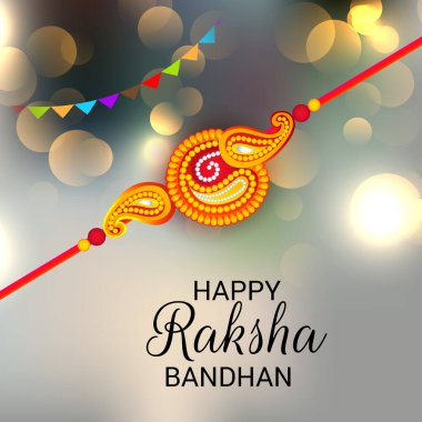  Mutlu Raksha Bandhan Hint kız ve erkek kardeşler festivali için vektör illüstrasyonu. 