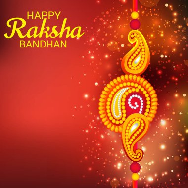  Mutlu Raksha Bandhan Hint kız ve erkek kardeşler festivali için vektör illüstrasyonu. 